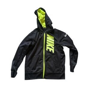 Nike Fleece Dri-Fit Black/Yellow Full Zip Hoodie/Jacket - Youth Large